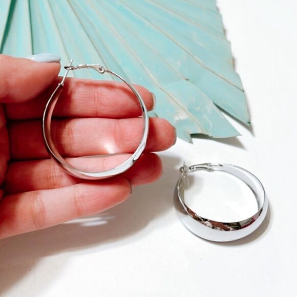 Silver hoop earrings S143 - Picture 3 of 3